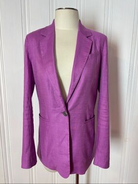 RW&CO Linen Blend Blazer Luminous Lilac Purple Tailored Spring Summer - Size 4